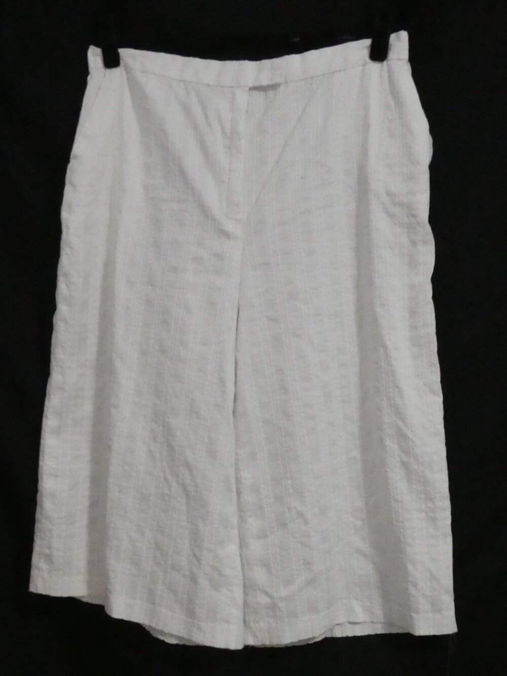 Handmade White Textured Stripe Lightweight Wide-Leg Pants 17.5" measured waist